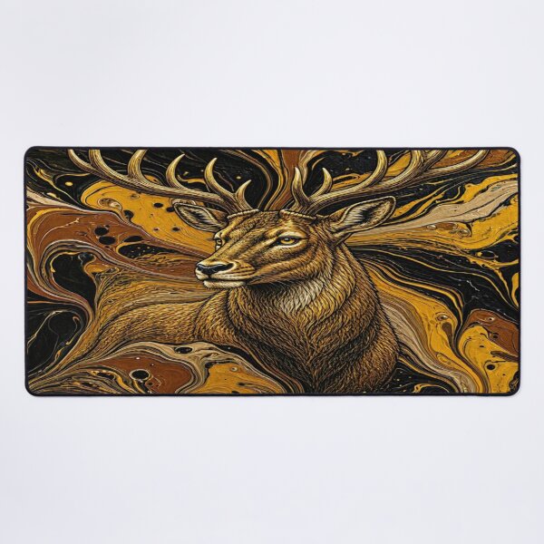 Item preview, Golden Stag Majesty - Geometric Triangle Fluid Art designed and sold by Breezes-of-Ida.