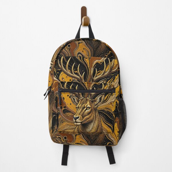 Item preview, Golden Stag Majesty - Geometric Triangle Fluid Art designed and sold by Breezes-of-Ida.