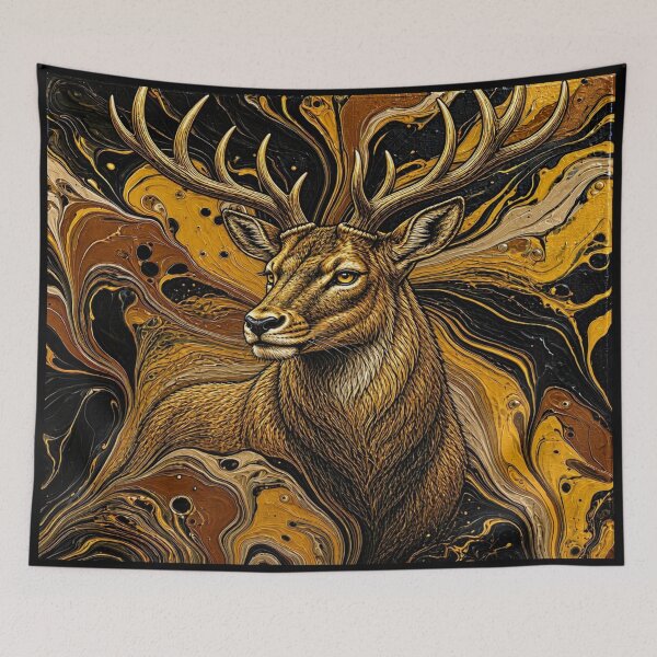 Item preview, Golden Stag Majesty - Geometric Triangle Fluid Art designed and sold by Breezes-of-Ida.