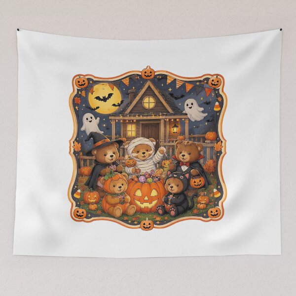 Item preview, Cute Halloween Teddy Bears Trick or Treat designed and sold by BuncoHearas.