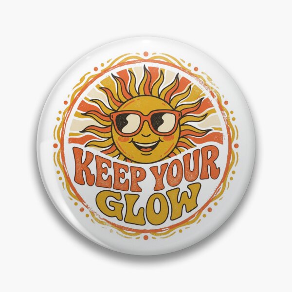 Item preview, Keep Your Glow - Vintage 70s Retro Smiling Sun Badge designed and sold by Sanan Israyilli.