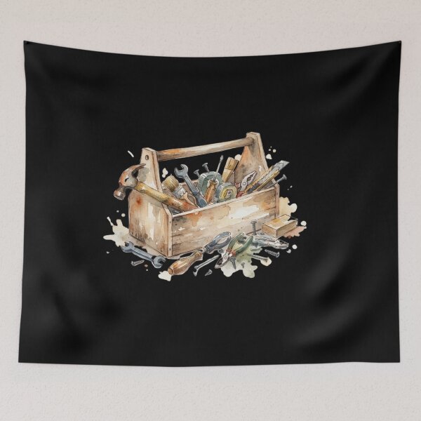 Item preview, Watercolor Wooden Toolbox And Hand Tools Design designed and sold by bvdesignart.
