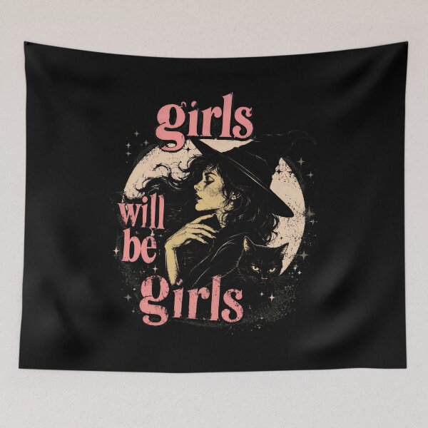 Item preview, Girls Will Be Girls Witch Black Cat Halloween designed and sold by BuncoHearas.