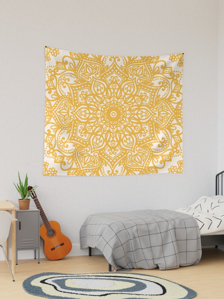 Yellow best sale mandala tapestry