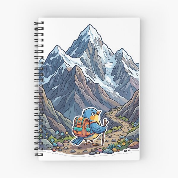 Artikelvorschau, Kleiner Wanderer, großes Abenteuer – Niedlicher Vogel beim Bergsteigen (Kunst) entworfen und verkauft von Sanan Israyilli.