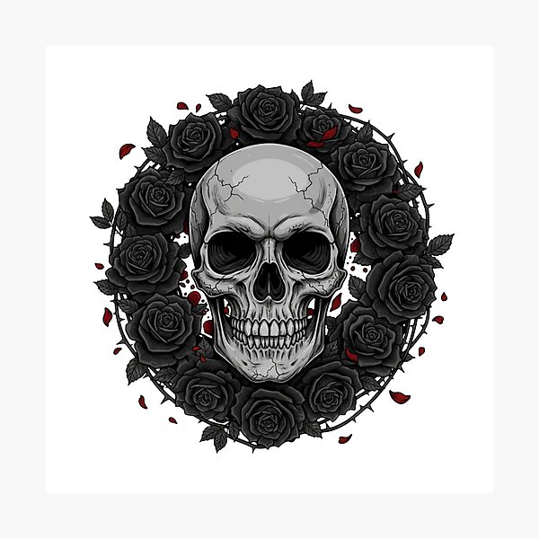 Item preview, Skull and Black Roses Art Print | Goth Wall Decor  designed and sold by ZyVoAli.