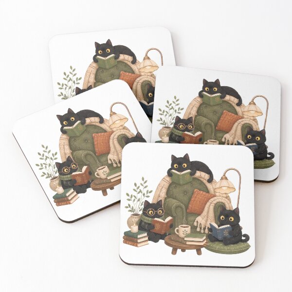 Item preview, Cozy Black Cat Book Club Reading Books Cute Book Lover Library Cat designed and sold by BuncoHearas.