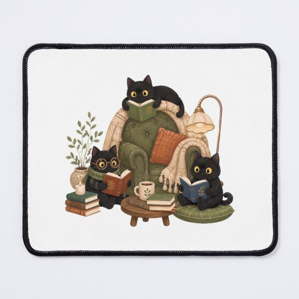 Item preview, Cozy Black Cat Book Club Reading Books Cute Book Lover Library Cat designed and sold by BuncoHearas.