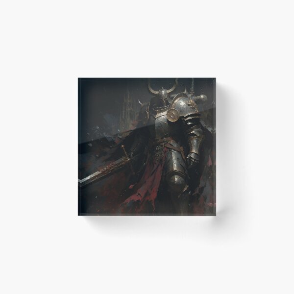 Item preview, The Ashen Warlord - Dark Fantasy Horned Knight Art designed and sold by AetheraVI.