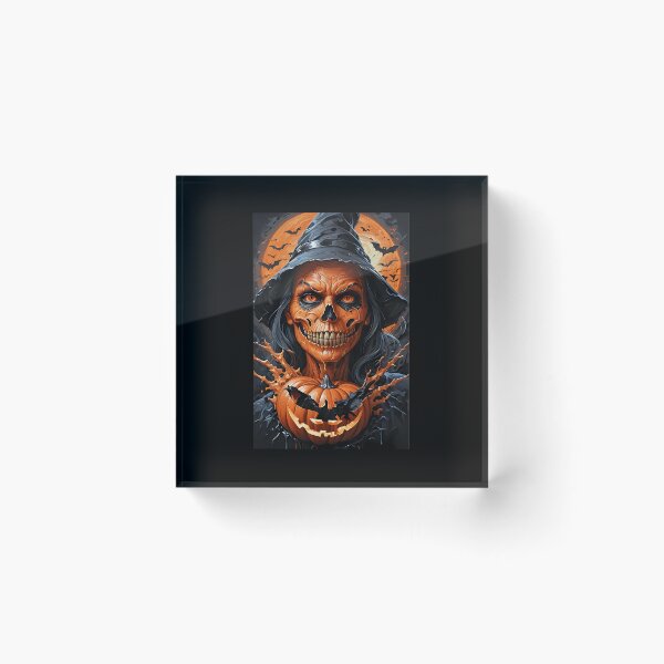 Item preview, Orange Pumpkin Witch Skull Halloween Poster designed and sold by MelissaHays.