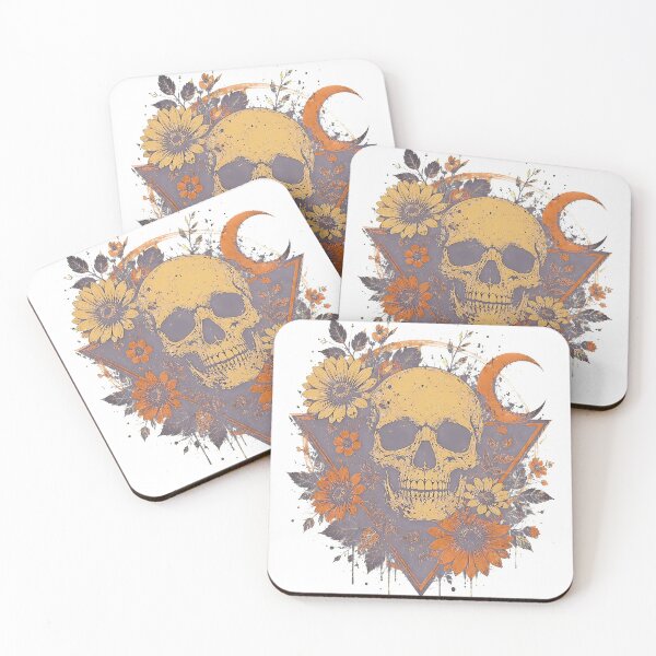 Item preview, Halloween Skull Sunflower Crescent Moon Gothic Floral Witchy Vintage designed and sold by BuncoHearas.