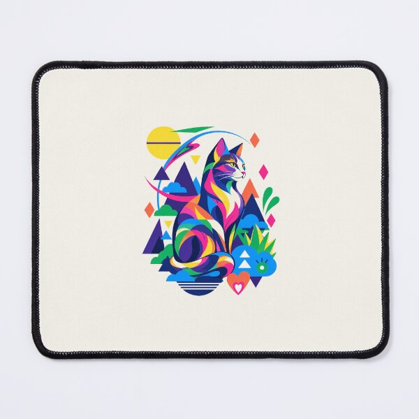 Item preview, Vibrant Geometric Pop Art Cat designed and sold by DopamineMosaic.