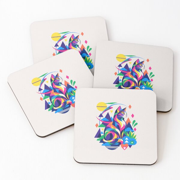 Item preview, Vibrant Geometric Pop Art Cat designed and sold by DopamineMosaic.