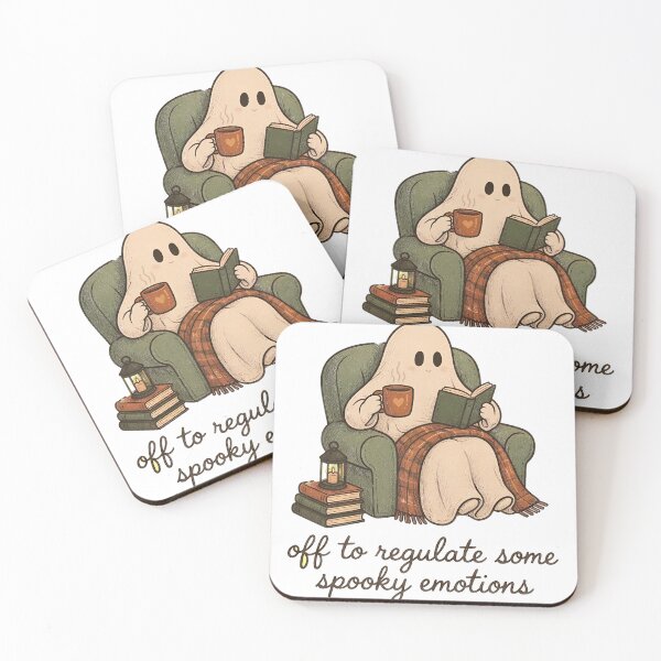 Item preview, Spooky Ghost Reading Book Cozy Halloween Coffee Introvert Cute Ghost designed and sold by BuncoHearas.