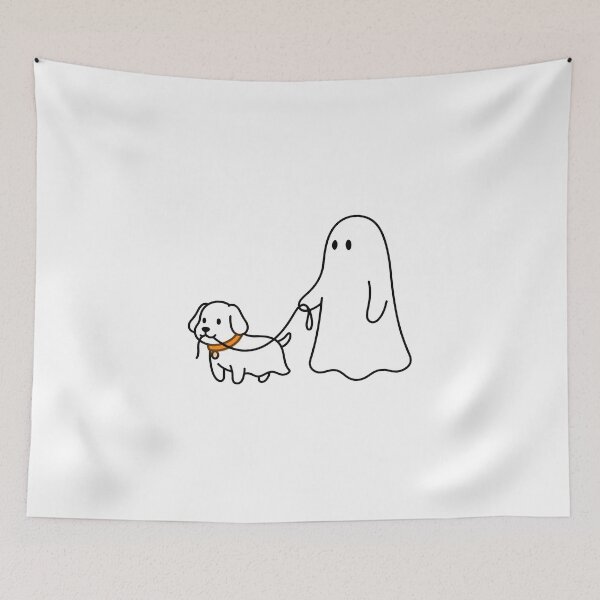 Item preview, Funny Ghost Dog Walking Owner Minimalist Cute Spooky designed and sold by WorldShop17.
