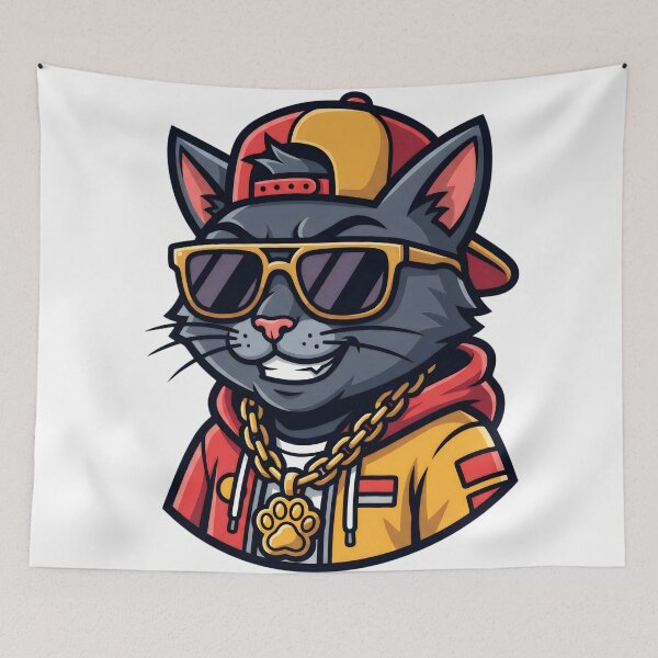Item preview, Cool Cat Hip Hop – Streetwear Cat with Sunglasses and Gold Chain designed and sold by ruman2520.