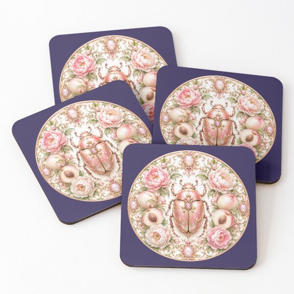 Item preview, Peach Jewel Beetle – Art Nouveau Botanical Garden designed and sold by sunbowjp stadio.