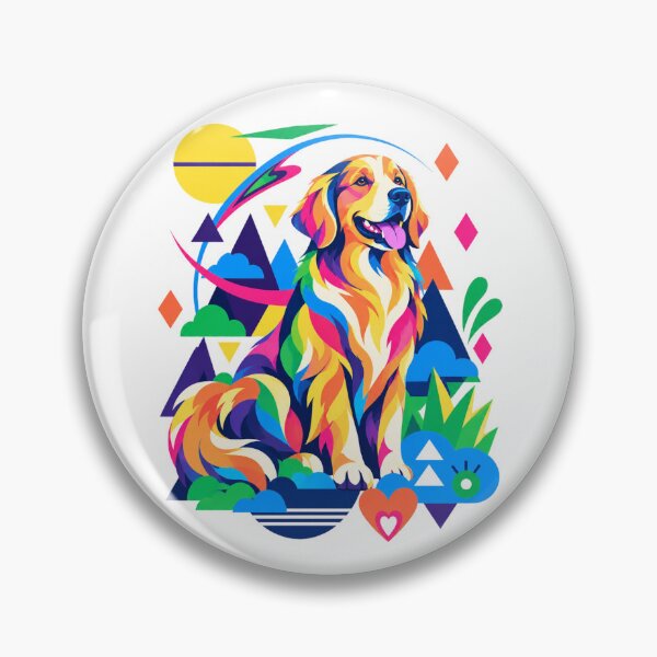 Item preview, Vibrant Geometric Pop Art Golden Retriever designed and sold by DopamineMosaic.