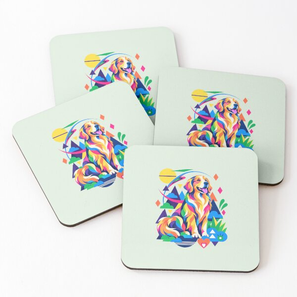 Item preview, Vibrant Geometric Pop Art Golden Retriever designed and sold by DopamineMosaic.