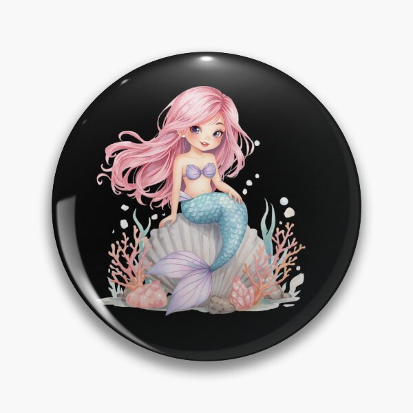 Item preview, Kawaii Mermaid on Seashell Art Print | Cute Ocean Decor designed and sold by ZyVoAli.