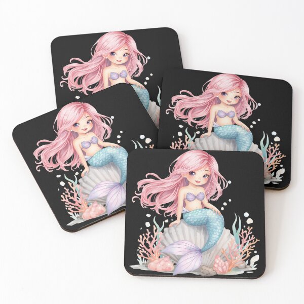 Item preview, Kawaii Mermaid on Seashell Art Print | Cute Ocean Decor designed and sold by ZyVoAli.