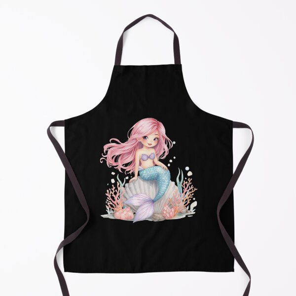 Item preview, Kawaii Mermaid on Seashell Art Print | Cute Ocean Decor designed and sold by ZyVoAli.