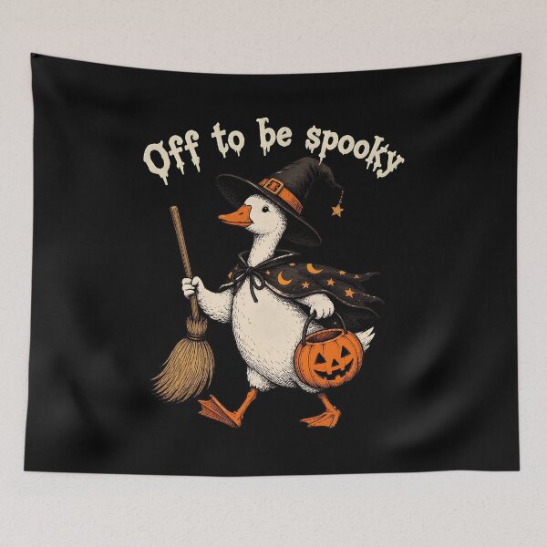 Item preview, Spooky Halloween Duck Witch Pumpkin Broom Cute Vintage Halloween designed and sold by BuncoHearas.