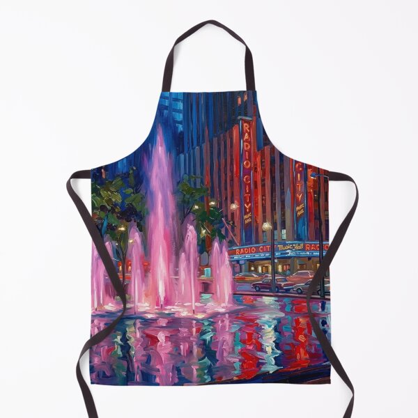 Item preview, Radio City Glow - Impasto Fountain & Neon NYC Acrylic Painting designed and sold by CleverCulture.