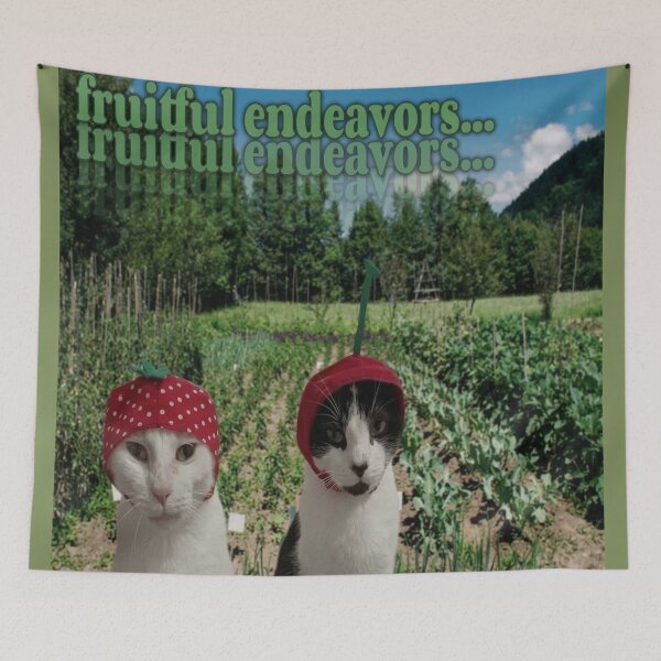 Item preview, Fruitful Endeavors Strawberry Cats - Funny Vintage Cottagecore Meme designed and sold by BrontesWhimsyStore.