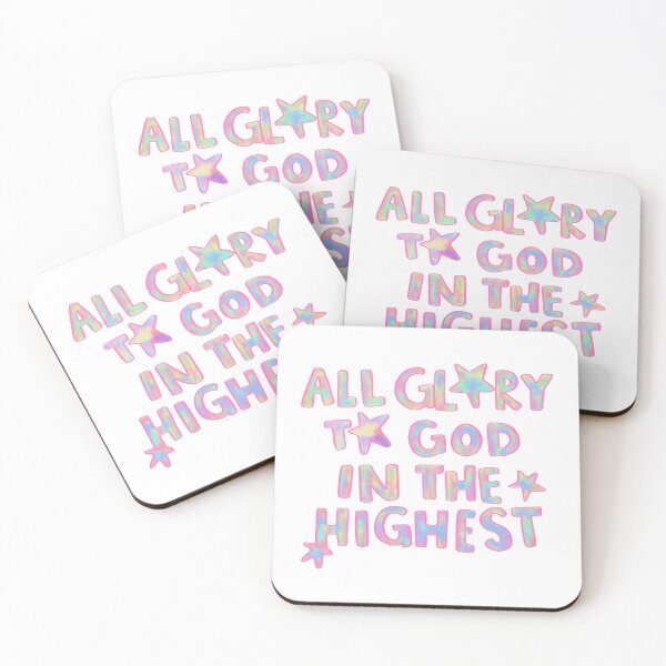 Item preview, All Glory To God in The Highest Rainbow Lettering Colorful Stars designed and sold by Shop.Megwilliams.