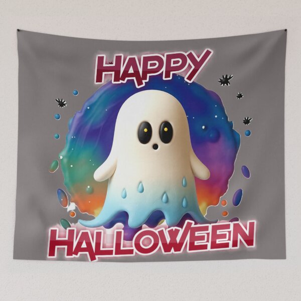 Item preview, happy halloween typographic ghost design colorful typographic ghost  designed and sold by SmashingDeals.
