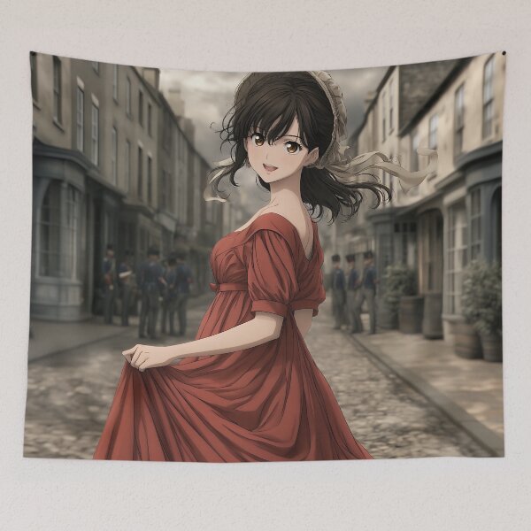 Item preview, Lydia Bennet on the High Street — Pride and Prejudice Anime Art designed and sold by Hartfield Press.