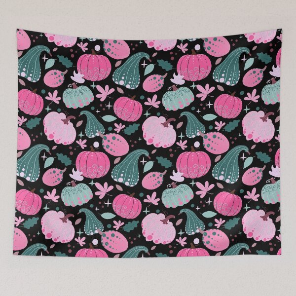 Item preview, Pink, black and green whimsical pumpkins designed and sold by Home Cyn Home.