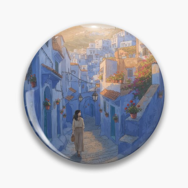 Item preview, Chefchaouen Blue City Alleyway: Moroccan Travel Art Print, Cozy Lo-Fi Aesthetic, Mediterranean Town Poster & Home Decor designed and sold by SOOstudio73.