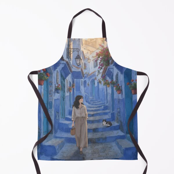 Item preview, Chefchaouen Blue City Alleyway: Moroccan Travel Art Print, Cozy Lo-Fi Aesthetic, Mediterranean Town Poster & Home Decor designed and sold by SOOstudio73.