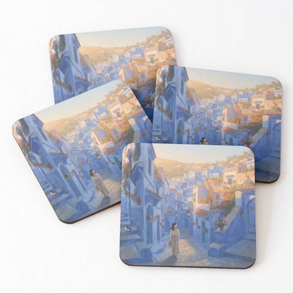 Item preview, Chefchaouen Blue City Alleyway: Moroccan Travel Art Print, Cozy Lo-Fi Aesthetic, Mediterranean Town Poster & Home Decor designed and sold by SOOstudio73.