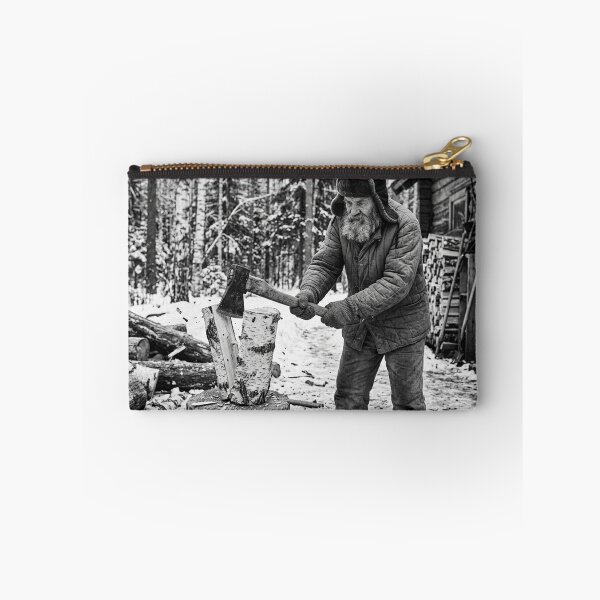 Item preview, Elderly Russian Man Chopping Wood in Winter designed and sold by Solomon-Ent-144.
