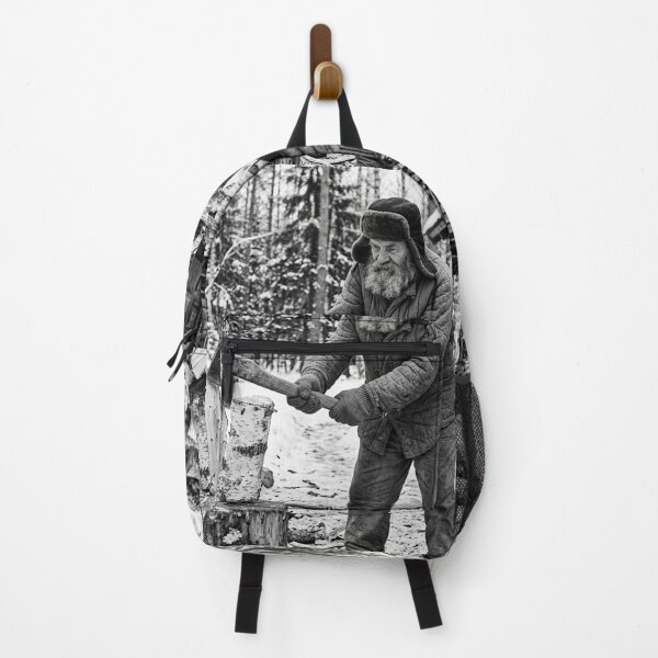Item preview, Elderly Russian Man Chopping Wood in Winter designed and sold by Solomon-Ent-144.