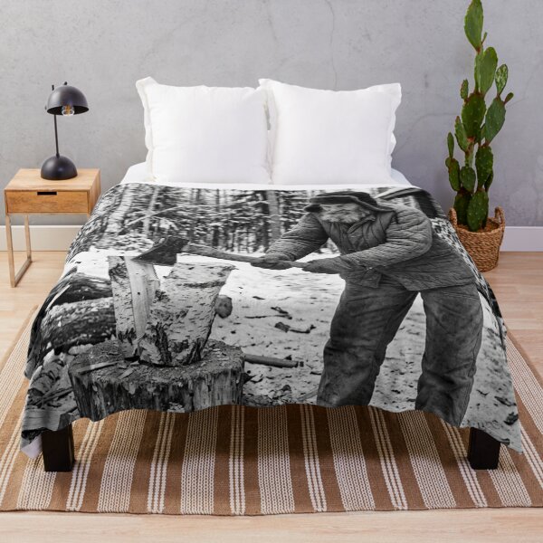 Item preview, Elderly Russian Man Chopping Wood in Winter designed and sold by Solomon-Ent-144.