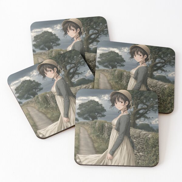 Item preview, Elizabeth Bennet on the Country Lane — Pride and Prejudice Anime Art designed and sold by Hartfield Press.