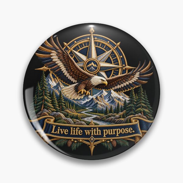 Item preview, Live Life With Purpose Eagle Compass Embroidered Adventure Design designed and sold by Emoji Emblems.