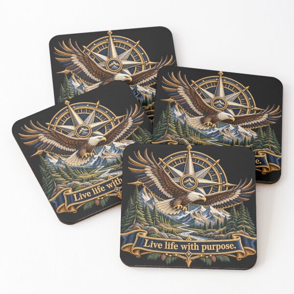 Item preview, Live Life With Purpose Eagle Compass Embroidered Adventure Design designed and sold by Emoji Emblems.