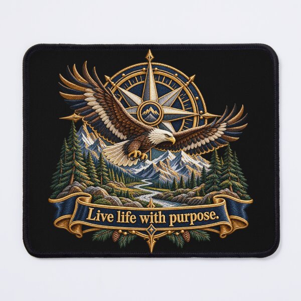 Item preview, Live Life With Purpose Eagle Compass Embroidered Adventure Design designed and sold by Emoji Emblems.