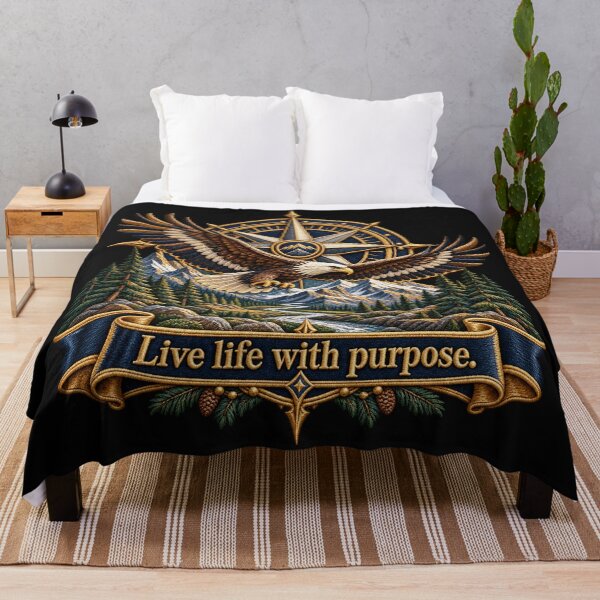 Item preview, Live Life With Purpose Eagle Compass Embroidered Adventure Design designed and sold by Emoji Emblems.