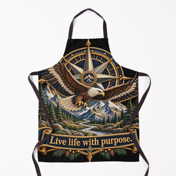 Item preview, Live Life With Purpose Eagle Compass Embroidered Adventure Design designed and sold by Emoji Emblems.