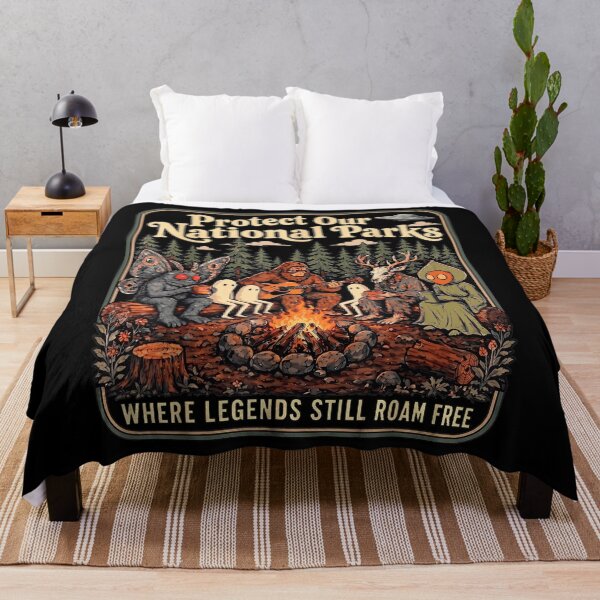 Item preview, Protect Our National Parks Mothman Bigfoot Cryptid Camping designed and sold by Sanchez-Cast.