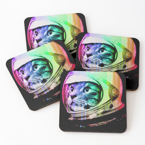 Item preview, Colorful Rainbow Astronaut Cat Space Helmet Pop Art designed and sold by CharlotLeclerc.