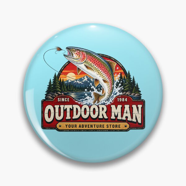 Item preview, Vintage Outdoor Man Trout Badge designed and sold by lockyrollflu.