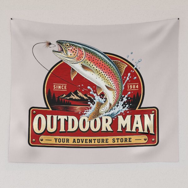 Item preview, Vintage Outdoor Man Fishing Emblem designed and sold by lockyrollflu.