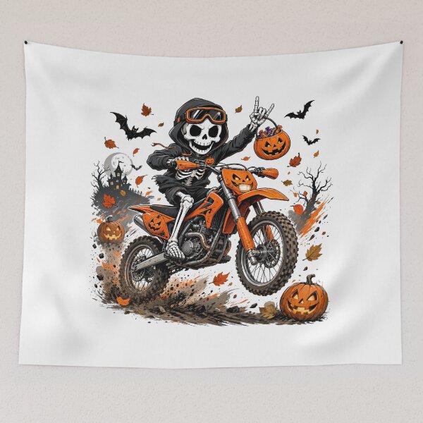 Item preview, Skeleton Dirt Bike Motocross Halloween Trick Or Treat designed and sold by CF_VintageDesign.